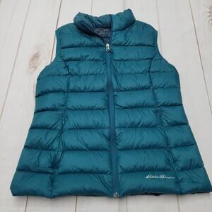 Eddie Bauer down filled cirruslite puffer zip up vest green blue gorpcore